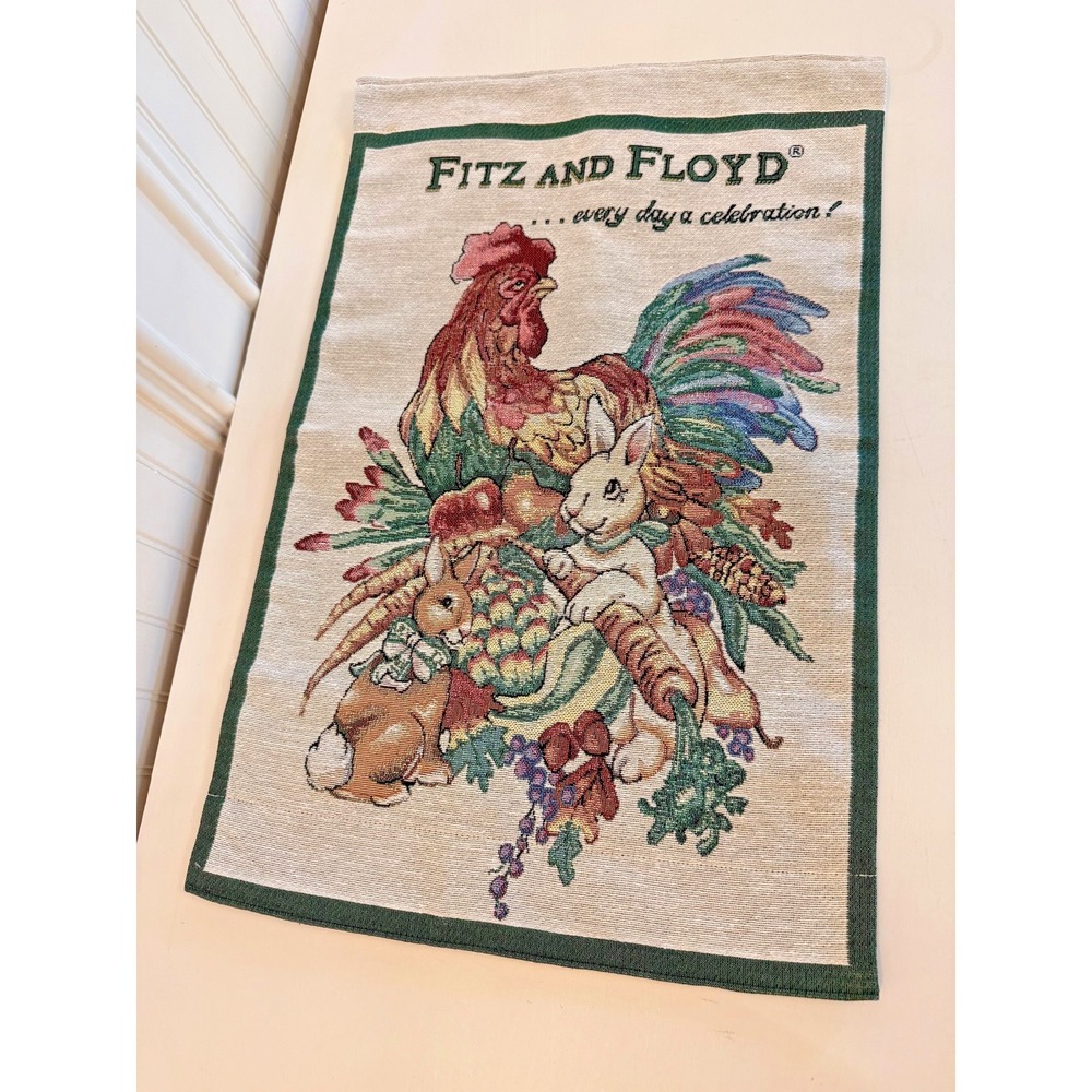 Fitz‎ And Floyd Tapestry Multicolor Cotton Jacquard Large Homespun